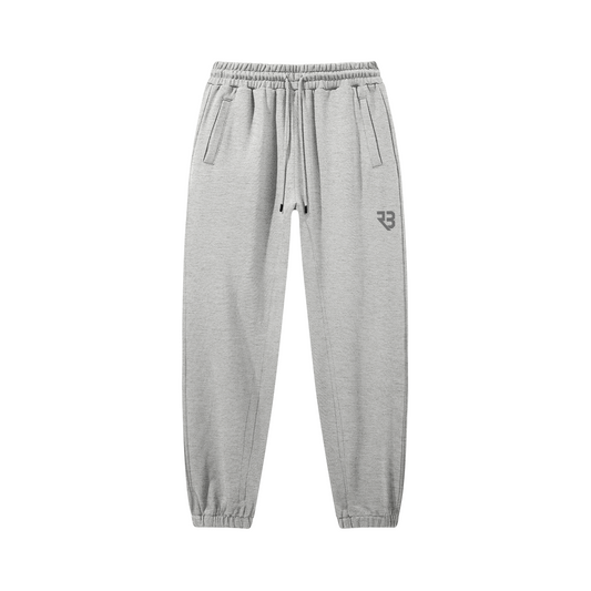 Lichtgrijze baggy joggers met trekkoord en klein RB fitnesslogo