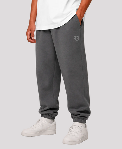 Donkergrijze baggy joggers voor fitness met RB-logo