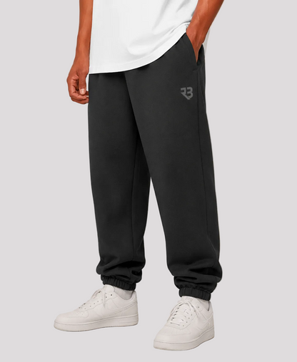 Zwarte baggy fitness joggers met RB-logo en elastische boorden