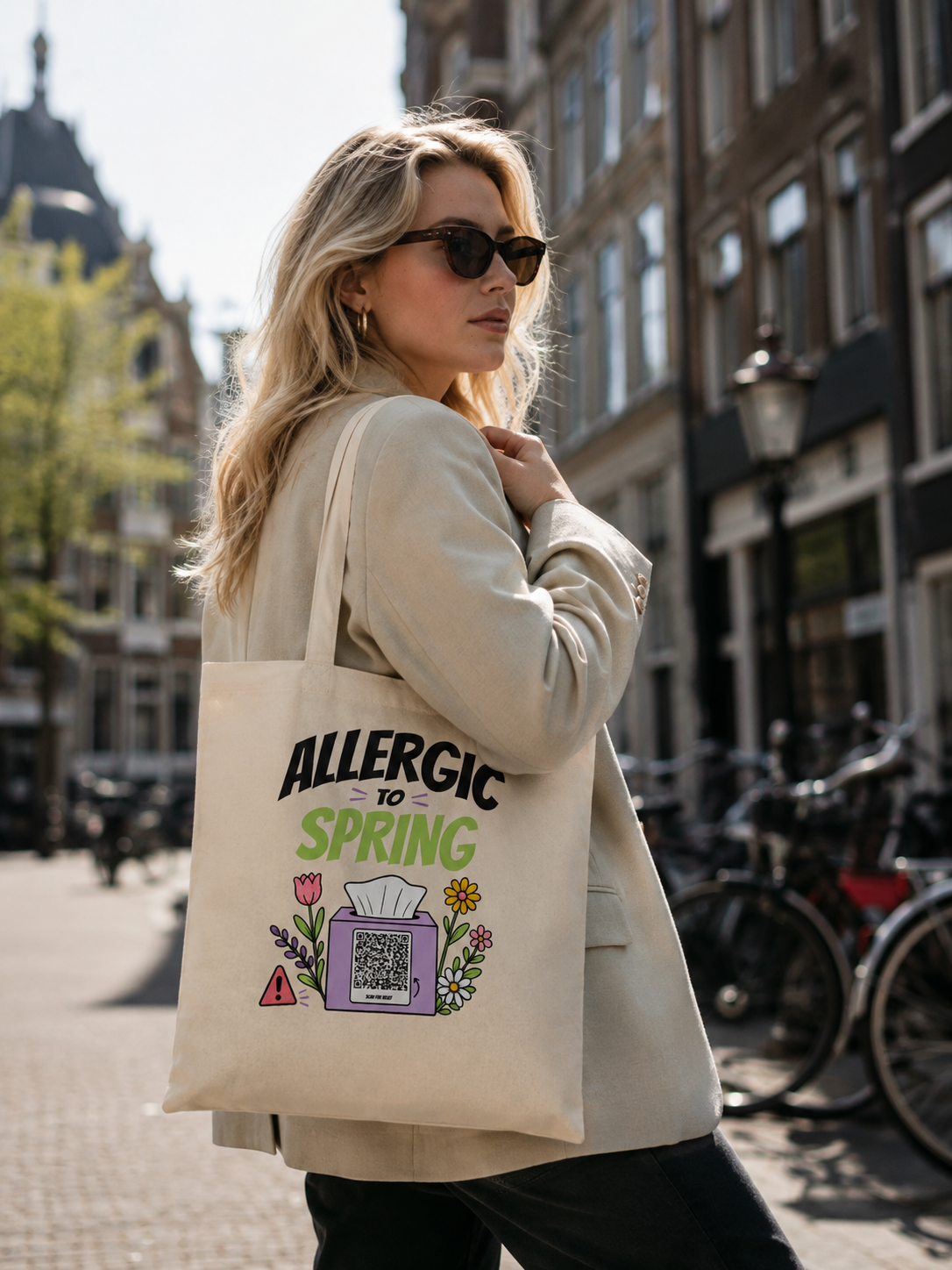 Allergic To Spring - QR Tote Bag